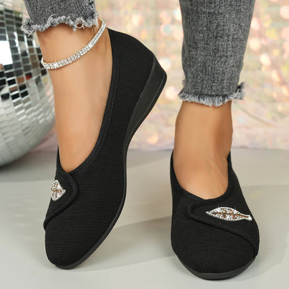 Women's Elegant Rhinestone Flat Shoes 2025 New Vamps Wrap Design Slip-On Casual Shoes Comfortable Walking Flats Plus Size by All Mart Bristol Ltd