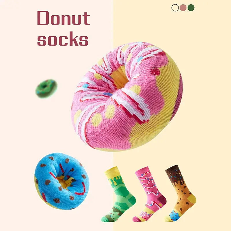Mid-Calf Socks For Men And Women, Novelty And Fun Colorful Pink Donut Gift Box Socks, Comfortable And Breathable by All Mart Bristol Ltd