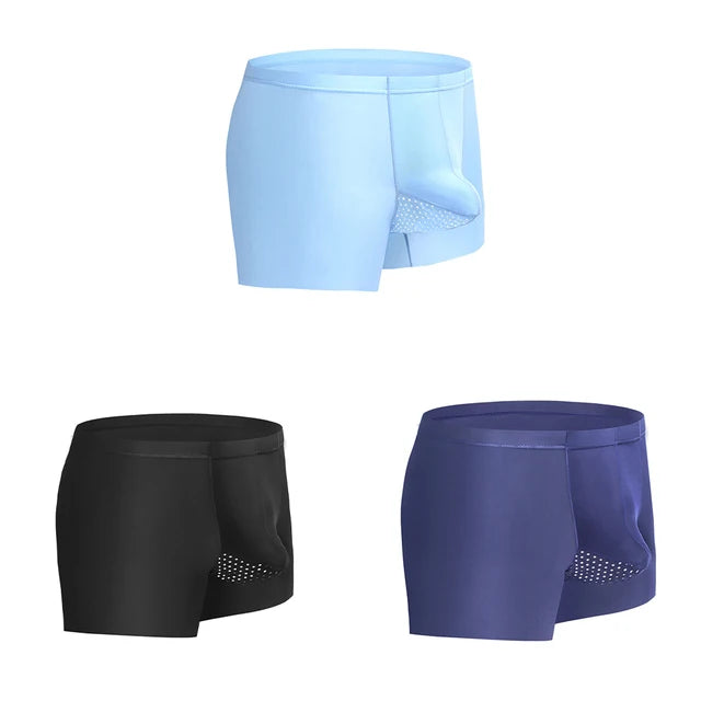 3PCS Men Boxer Shorts Mens Ice Silk Seamless Underwear Boxers Homme Ice Silk Boxershorts Breathable Mesh Panties Sexy Underpants by All Mart Bristol Ltd