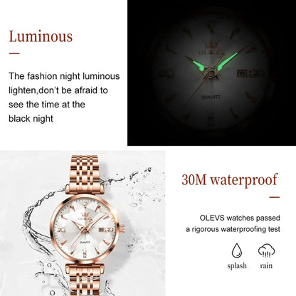 OLEVS brand beautiful women's watches Prism mirror waterproof fashion quartz watch for rose genuine date ladies wristwatch by All Mart Bristol Ltd