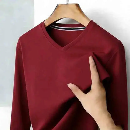 All-season Men's Light Gray V-neck Long Sleeve Knitwear Comfortable Casual Pullover for All Occasions by All Mart Bristol Ltd