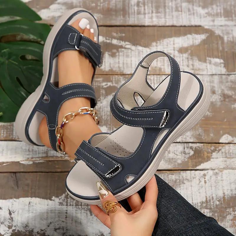 Casual Velcro-design Sandals Summer Comfortable Fish Mouth Sports Sandals Women Lightweight Beach Shoes by Dropshipman