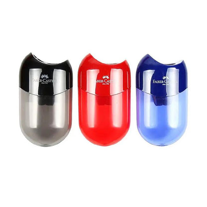 Faber Castell Cute Pencil Sharpener Double Hole with Container Plastic Student School Stationery Mini Manual Pencil Sharpeners by All Mart Bristol Ltd