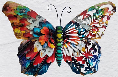 Vibrant Floral Metal Butterfly Wall Art by Avilo
