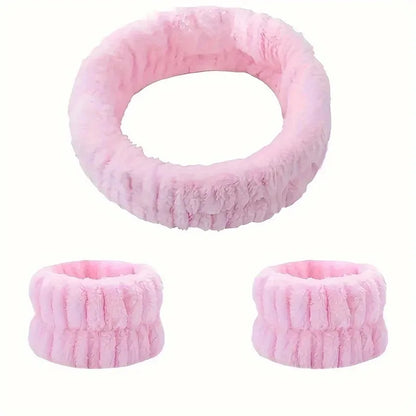 Coral Velvet Facial High-elastic Makeup Hairband Face Wash Wristband Set-face Wash, Facial Mask, Skin Care by All Mart Bristol Ltd