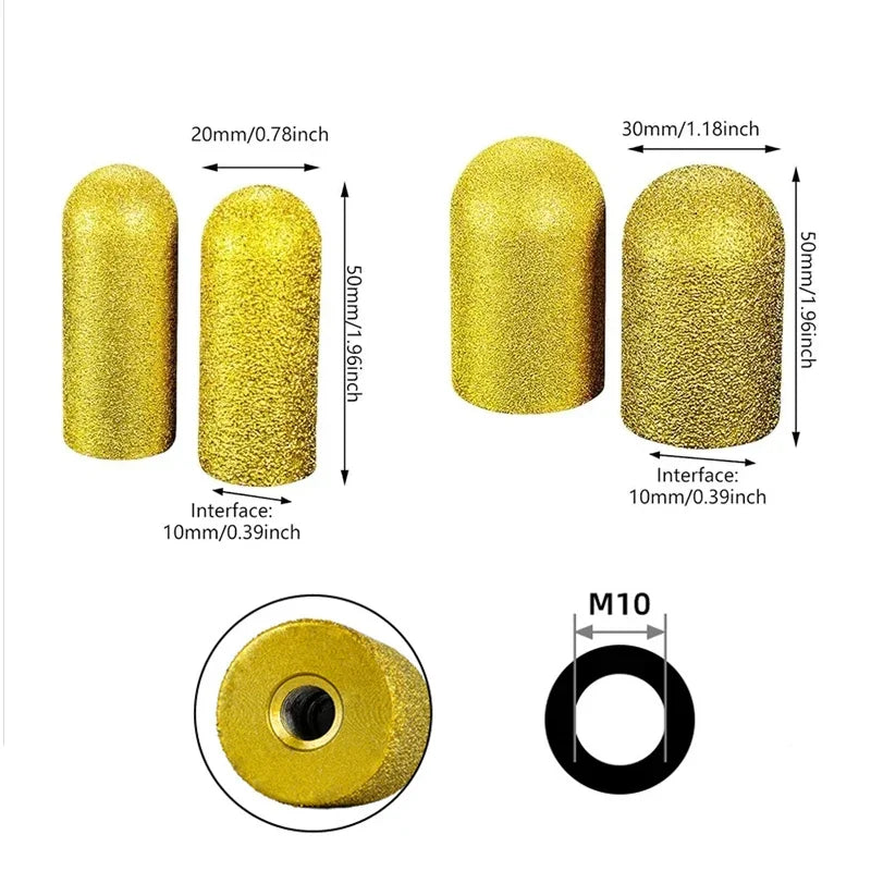 M10 Diamond Brazed Backwater Grinding Wheel Finger Bit Milling Cutter Trimming Abrasive Round Head for Dressing Quartz Stone by All Mart Bristol Ltd