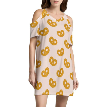 Pretzel Pink Pattern Women's Hip Hop Streetwear Dress Graphic Print Party Club Wear Cartoon Background Texture Pattern Evening by All Mart Bristol Ltd