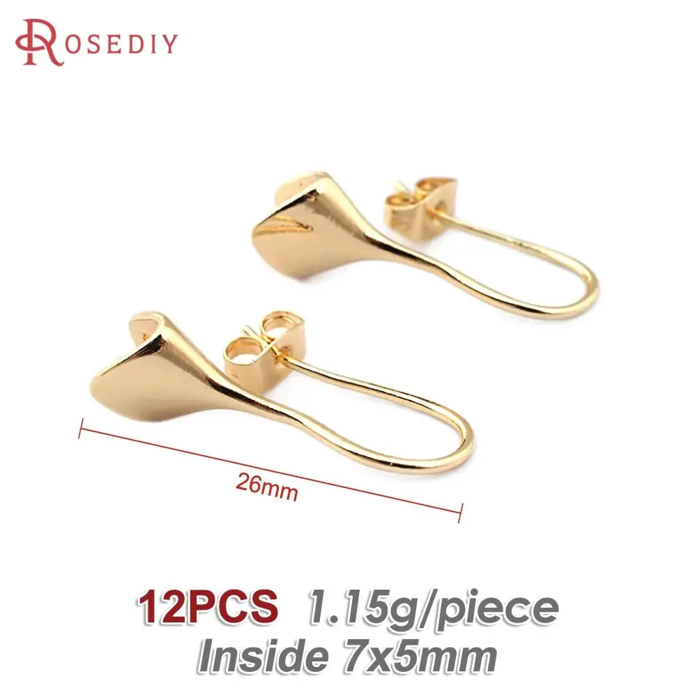 18K Gold Color Brass Can fit Half Hole Beads with Half Pins Earrings Hooks High Quality Jewelry Making Diy Findings Accessories by All Mart Bristol Ltd