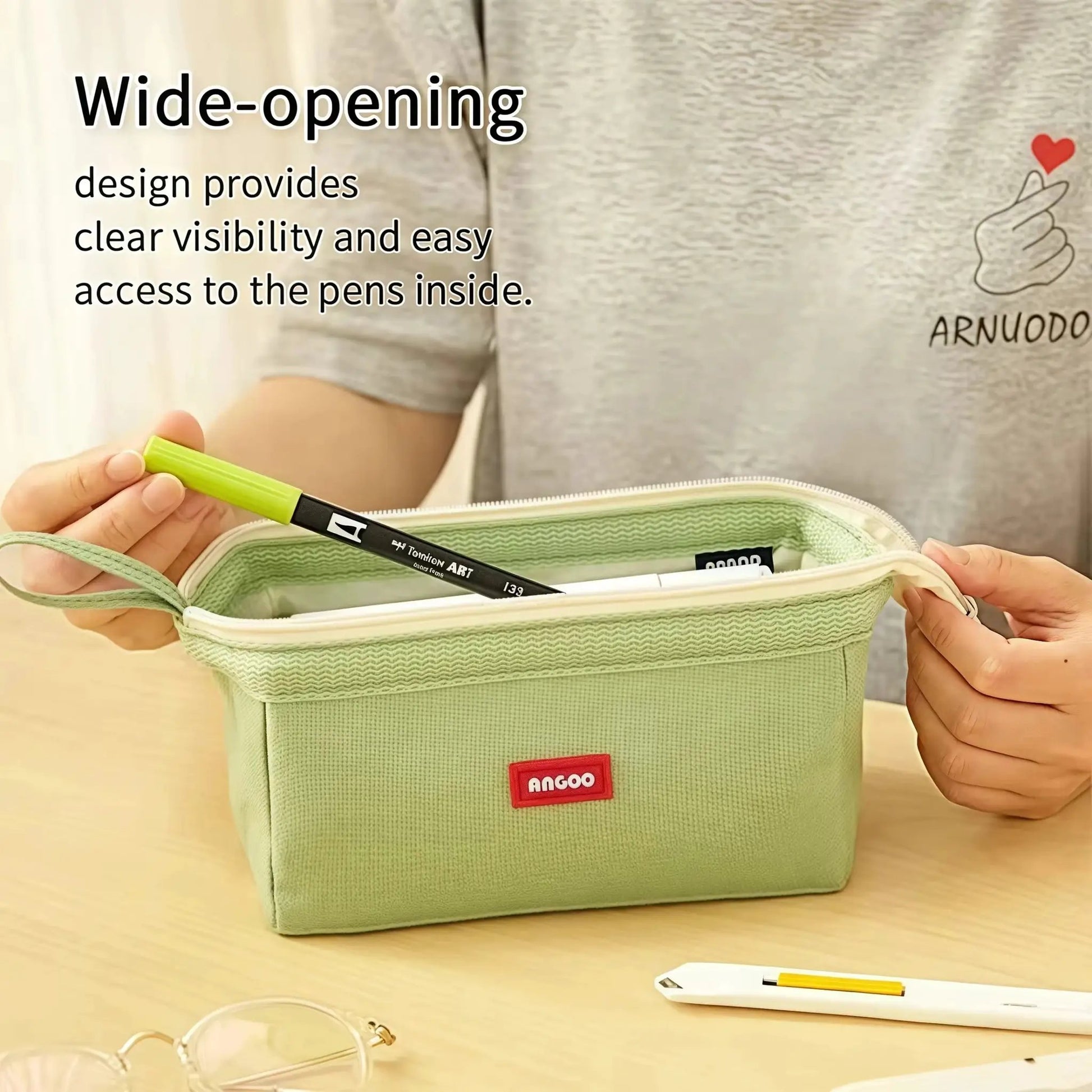 Large Capacity Pencil Case with Pen Holder Label Minimalist Student Stationery Storage Creative Stationery Storage Bag by All Mart Bristol Ltd