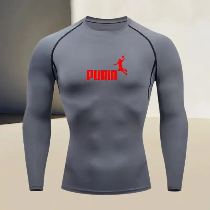 Men's long sleeved round neck thin sports tight fitting quick drying T-shirt, muscle shapewear, high stretch fabric by All Mart Bristol Ltd