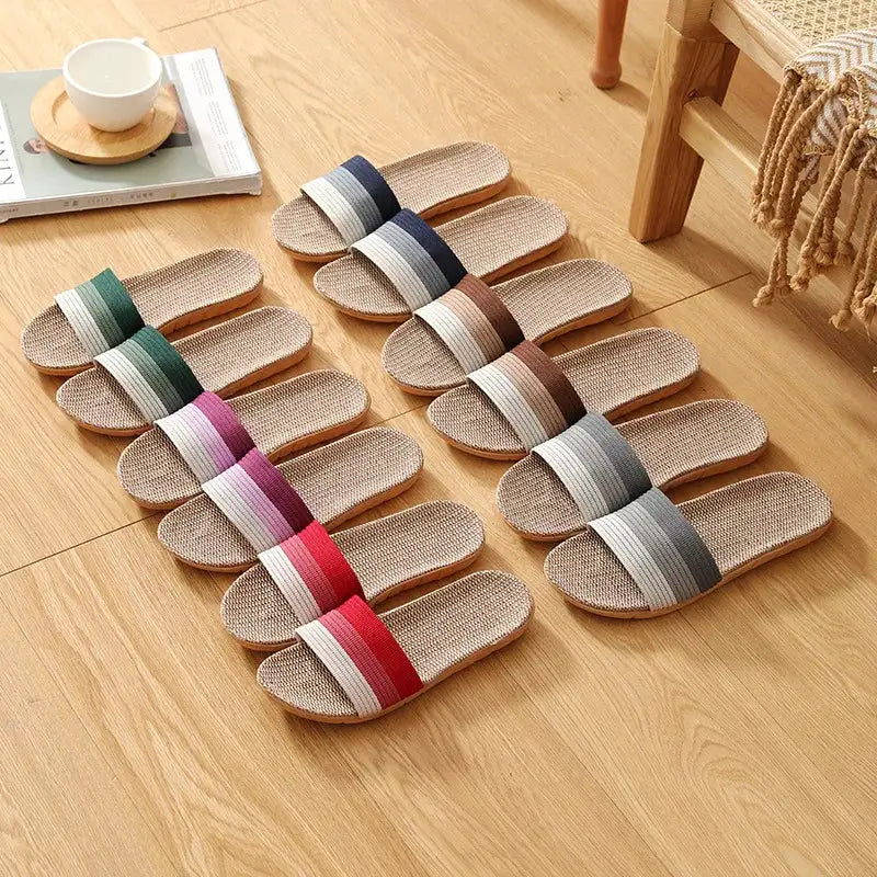 Hemp Women's Slippers Flats Home 2026 Spring Summer Designer Woman Shoes Casual Indoor Slides Couple Soft Sole Non-Slip Floor by All Mart Bristol Ltd