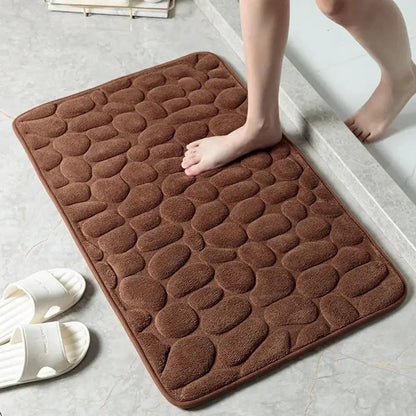 Cobblestone Embossed Bath Mat Non-Slip Carpets Water Absorption Washable Bathtub Floor Rug Shower Doormat Bathroom Decor by All Mart Bristol Ltd