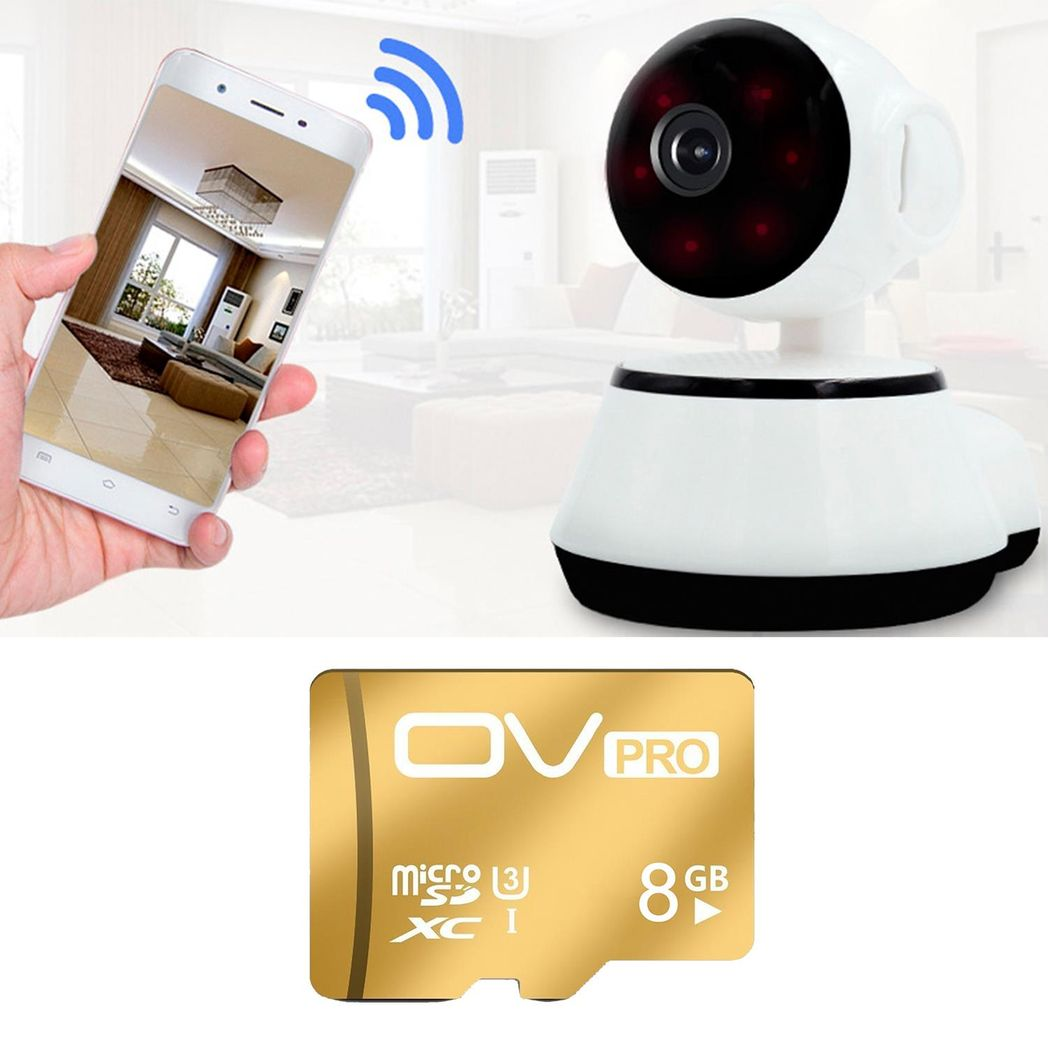Aquarius 360 HD Indoor Smart Home White Camera With 8GB Gold Micro Sd Card by Aquarius