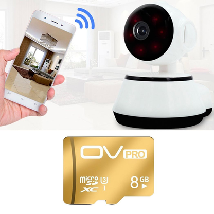 Aquarius 360 HD Indoor Smart Home White Camera With 8GB Gold Micro Sd Card by Aquarius