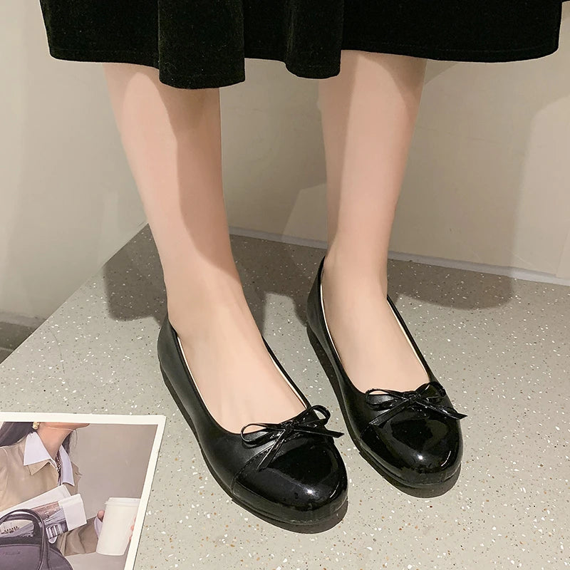 2026 New Fashion Ballerina Shoes Women's Flat Comfort Non-slip Loafers Leather Flats Elegant Bowknot Women's Single Shoes 35-43 by All Mart Bristol Ltd