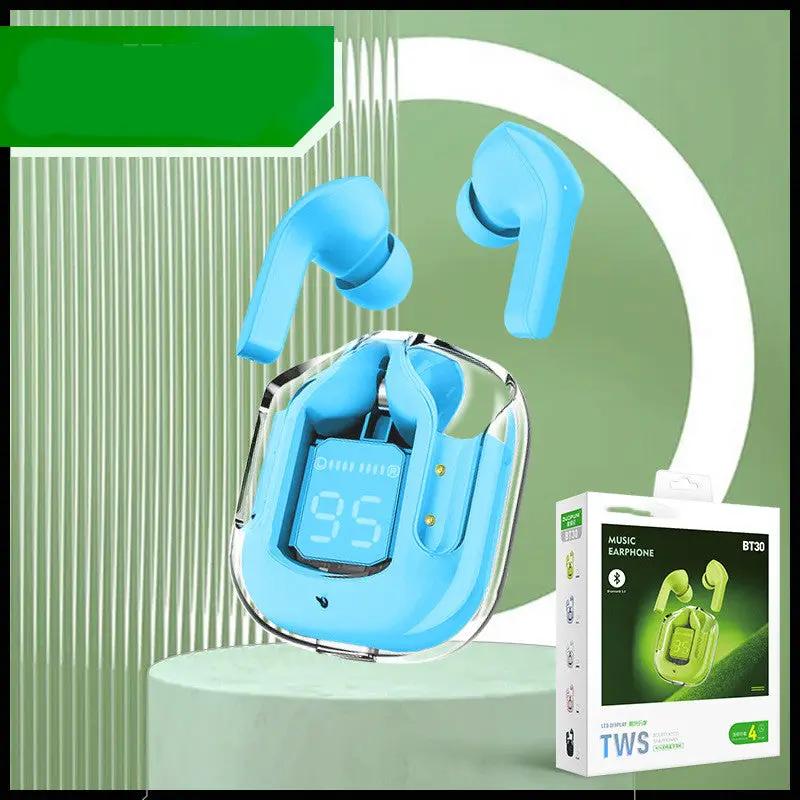New Mini Transparent Wireless Bluetooth Headset Digital Display ENC Noise Reduction True Wireless Sports Music by Dropshipman