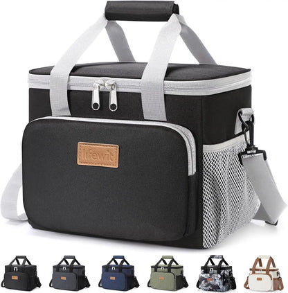 Stylish Black Insulated Lunch Bag - 9L Soft Cooler Tote for Adults, Perfect for 12 Cans by All Mart Bristol Ltd