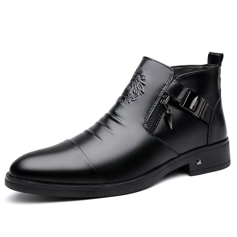 Trendy Retro Wide-fit Ankle Boots With Side Chains by Dropshipman