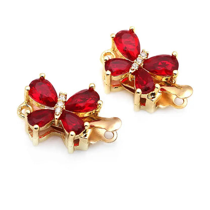 4 Sets 18K Gold Color Brass and Zircon Butterfly 1 Line and 2 Line Necklaces Connect Clasps Diy Jewelry Making Accessories by All Mart Bristol Ltd