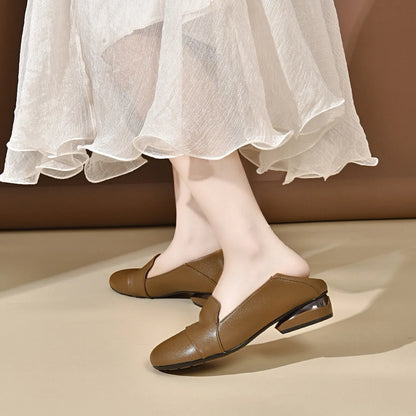 Women's shoes 2026 autumn low heel round toe flat shoes women's work shoes soft leather shallow mouth women's four season shoes by All Mart Bristol Ltd
