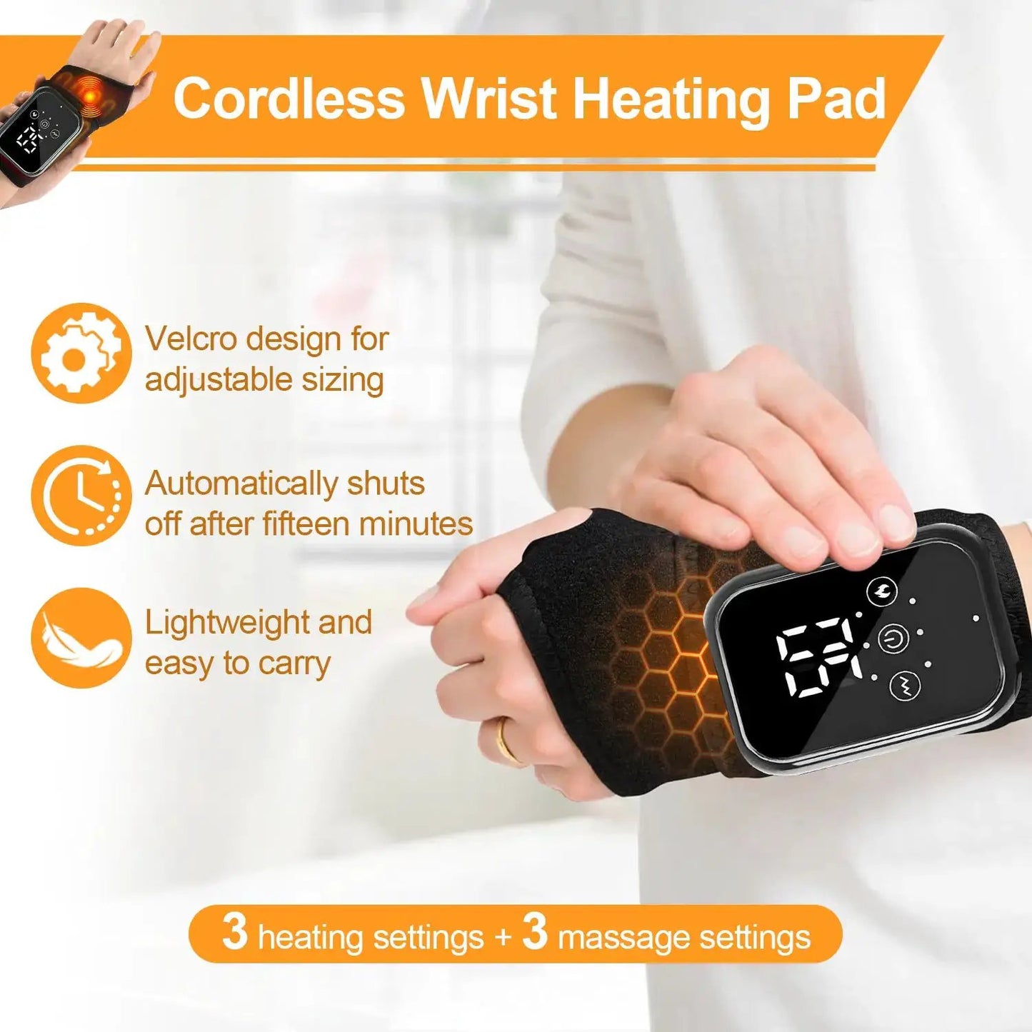 Heated Wrist Massager,Rechargeable Cordless Wrist Massager, Wireless Wrist Heating Pad with 3 Heating & Vibration Modes,Wrist Massager for Wrist Pain Relief,Christmas Gifts for Women Men by All Mart Bristol Ltd