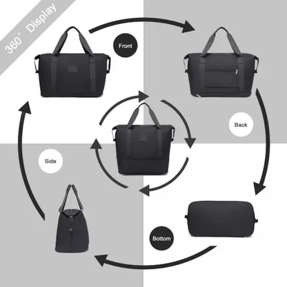 EA2212 - Kono Two Pieces Expandable Durable Waterproof Travel Duffel Bag Set - Black by All Mart Bristol Ltd
