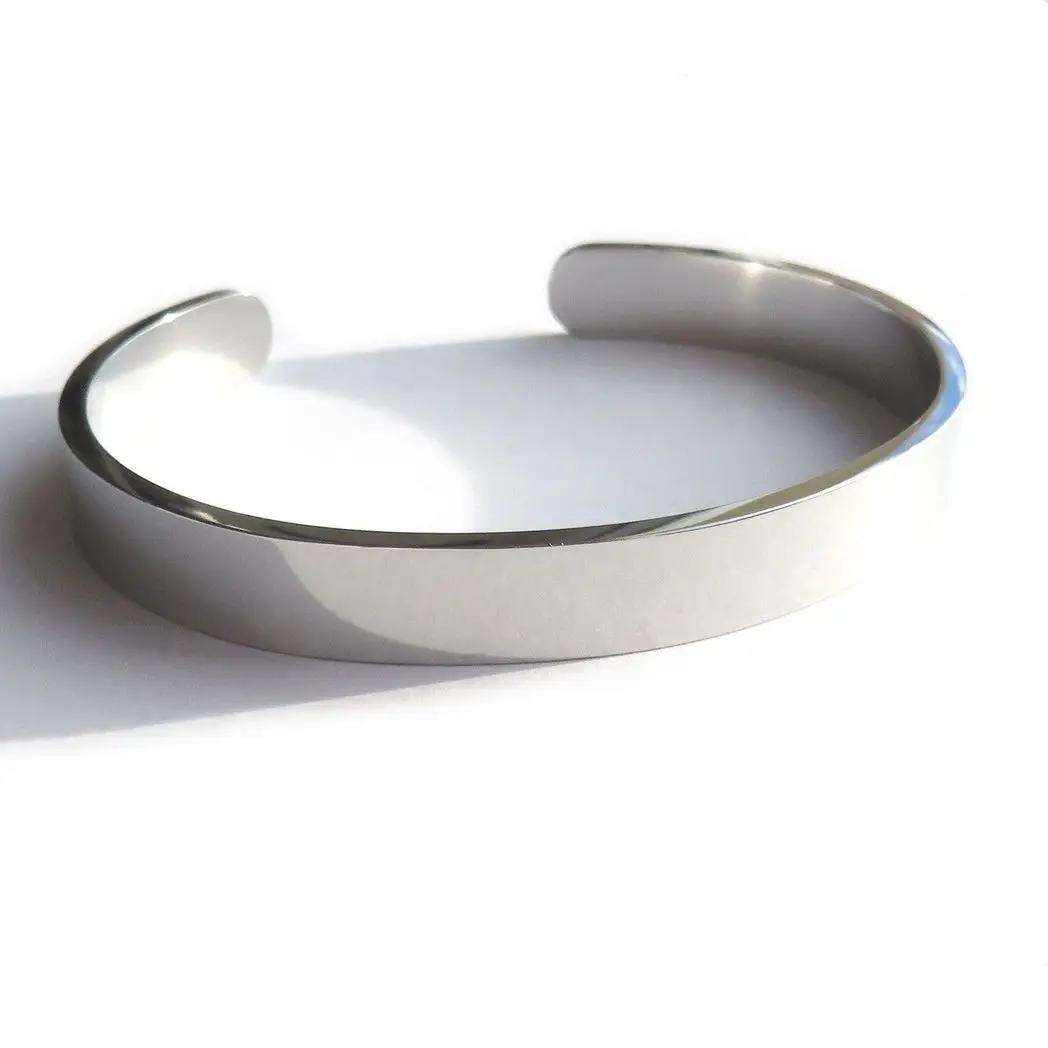 Men's Solid Stainless Steel Silver Bangle by Aye Do Gifts