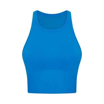 Built-in chest patch, high-end women's yoga vest, nude feel Leica gym exercise sports bra, hanging neck style by All Mart Bristol Ltd