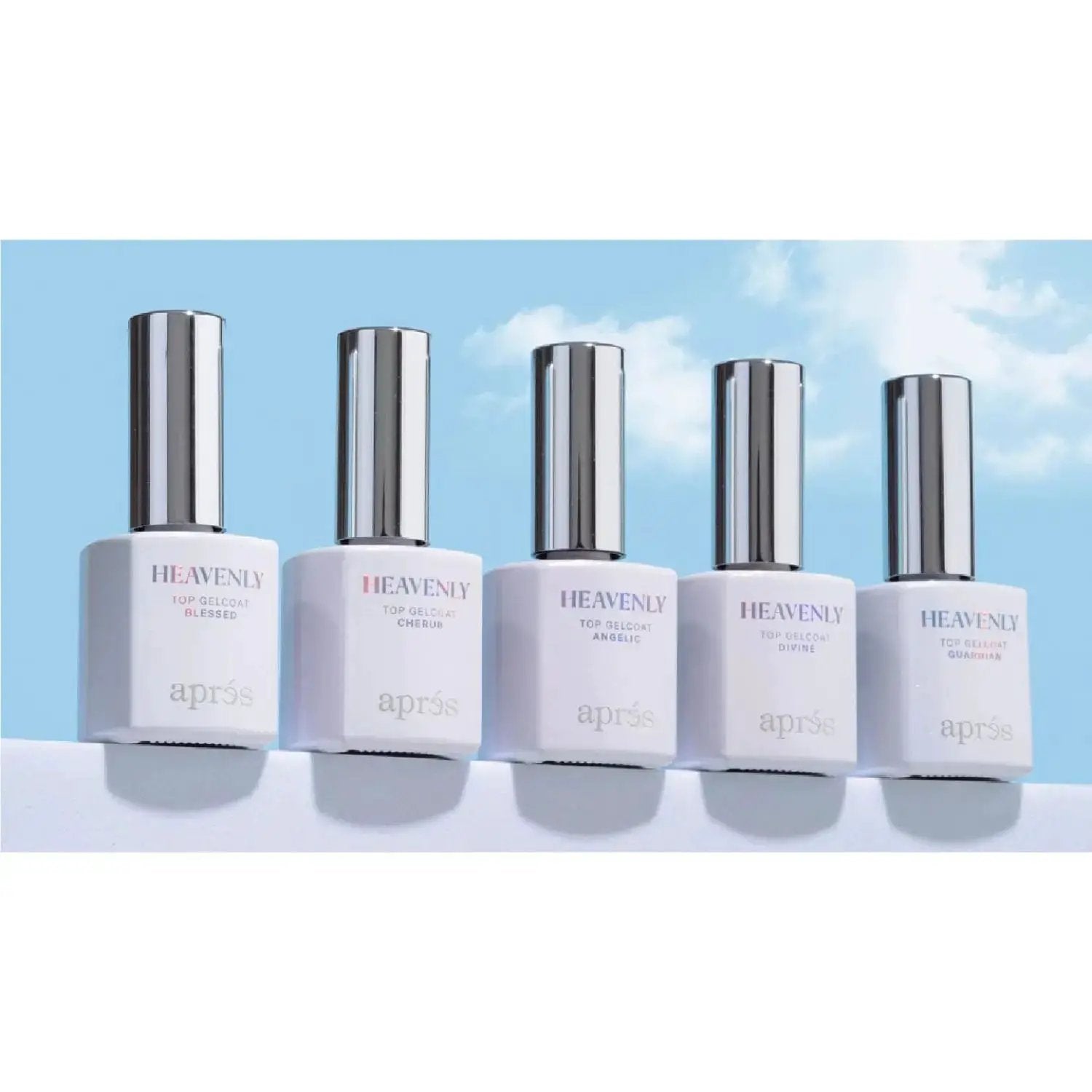 APRÉS Heavenly Top Gelcoat 15Ml Led-Cure Gel Topcoat, Non-Wipe Nail Polish, Single Item with 5 Shimmer Effects for Refined Sparkle Manicure by All Mart Bristol Ltd