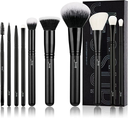 Professional 10-Piece Makeup Brush Set - Premium Black Brushes for Flawless Foundation, Blending, Blush, Concealer, Eyeshadow, Eyebrow, and Eyeliner Application by All Mart Bristol Ltd