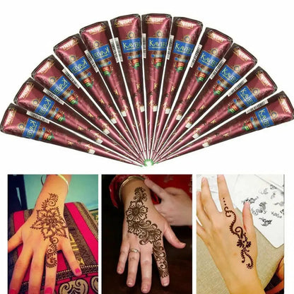 Mehndi Cream Herbal Mehandi Ink Paint Art 3 Colors Body Henna Temporary Paint Temporary Tattoo Body Art Herbal Henna Cones by All Mart Bristol Ltd