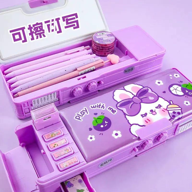 Plastic Stationery Organizer Box Unicorn Bear Astronaut Stationery Pencil Case School Gifts for Kids Teens Supplies by All Mart Bristol Ltd