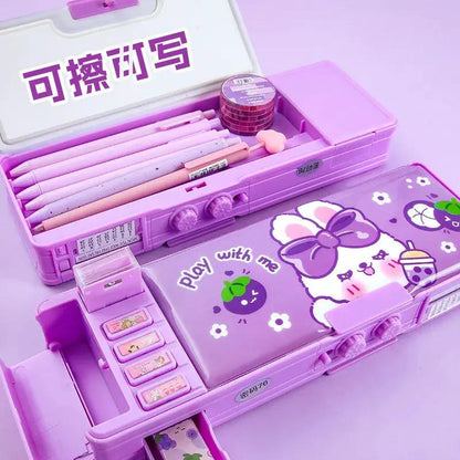 Plastic Stationery Organizer Box Unicorn Bear Astronaut Stationery Pencil Case School Gifts for Kids Teens Supplies by All Mart Bristol Ltd