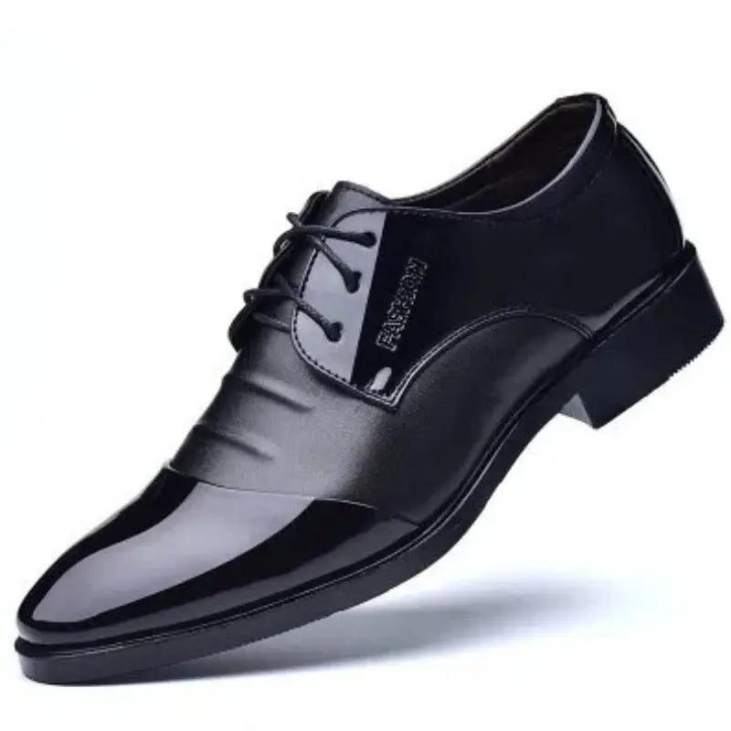 Men's Business Leather Shoes British Style Black by Dropshipman