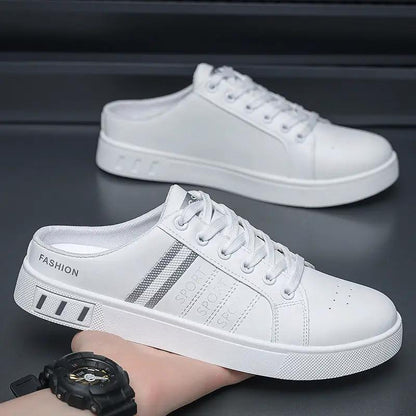 Summer Men's Casual Breathable Semi Slipper White Shoes by Dropshipman