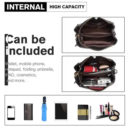 E1851 - Miss Lulu Leather Look Dual Zipped Handbag - Black by All Mart Bristol Ltd