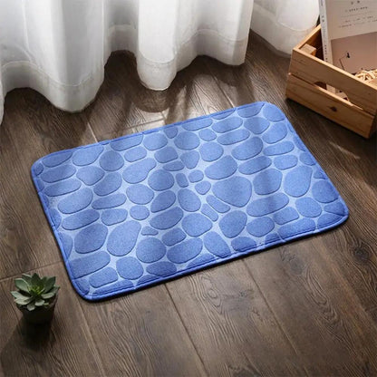 Cobblestone Embossed Bath Mat Non-Slip Carpets Water Absorption Washable Bathtub Floor Rug Shower Doormat Bathroom Decor by All Mart Bristol Ltd