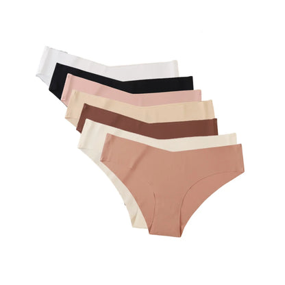 7Pcs/Set Women's V-Waist Panties Seamless Low-Waist Bikin Briefs Ladies Sexy Lingerie Ice Silk No Show Invisible Underwear XS-XL by All Mart Bristol Ltd