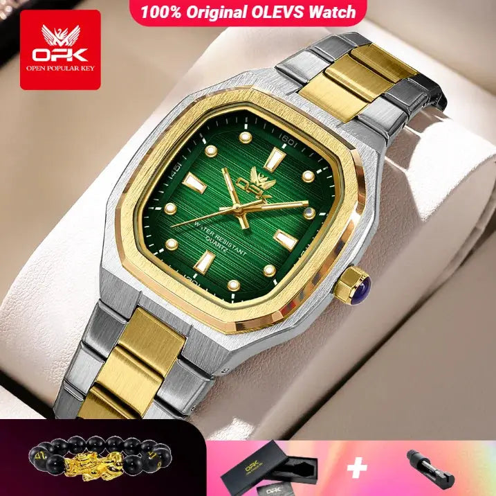 OPK 6044 Original Men Watches Stainless steel Waterproof New Men's Watch Square Dial Luminous Quartz Watch for Men by All Mart Bristol Ltd
