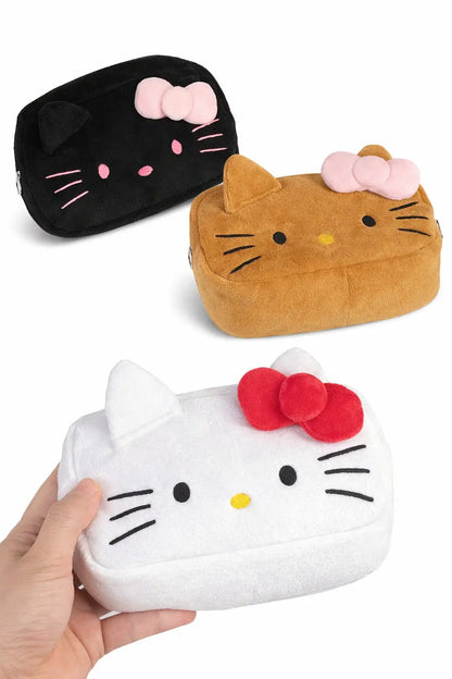 Cute Cartoon Cat Plush Pencil Case Large Capacity Stationery Bag Girls Kids UK by All Mart Bristol Ltd