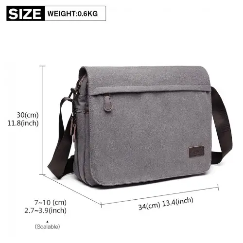 LB1925 - Kono Classic Expanding Messenger Bag - Grey by All Mart Bristol Ltd