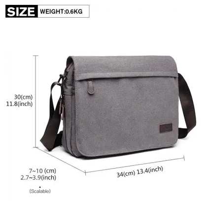 LB1925 - Kono Classic Expanding Messenger Bag - Grey by All Mart Bristol Ltd