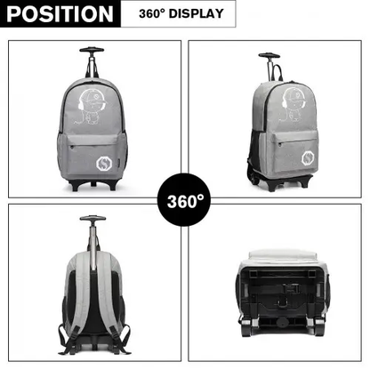 E6877 - Kono Multi-functional Glow-in-the-Dark Trolley Backpack - Grey by All Mart Bristol Ltd