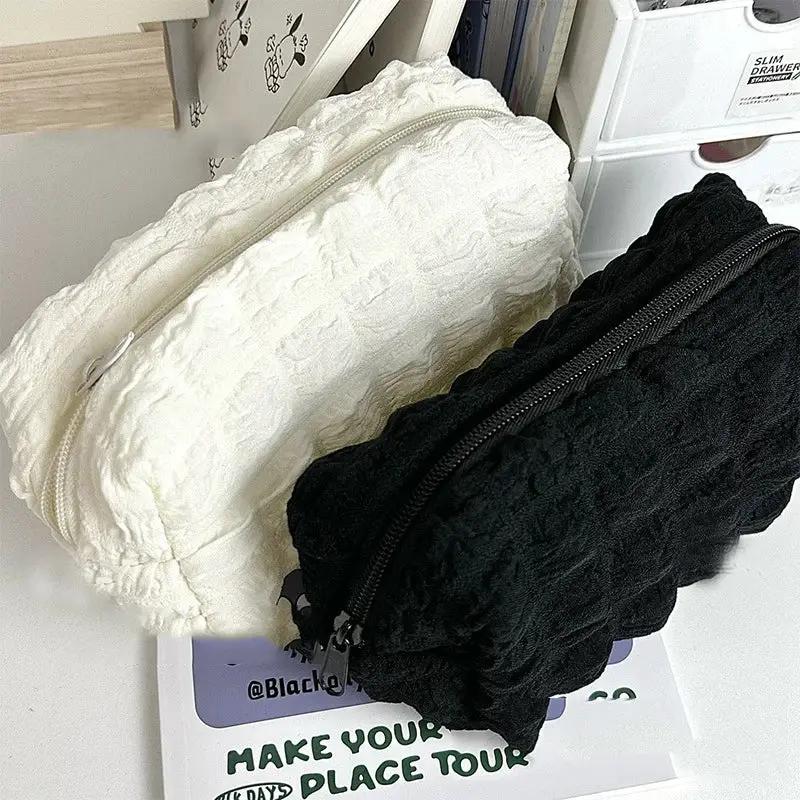 Puffs Cute Zipper Cosmetics Bag Korean Stationery Pen Case Large Capacity Women Travel Make up Toiletry Bag Washing Pouch by All Mart Bristol Ltd