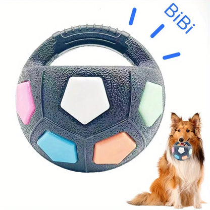 Soccer Ball Pet Vocal Toy, Durable TPR Material, Dog Toy with Carrying Handle, Suitable for Throwing , Interactive Pet Toy