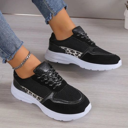 Women's Lace Up Sneakers Breathable Mesh Flat Shoes Fashion Casual Lightweight Running Sports Shoes by Dropshipman