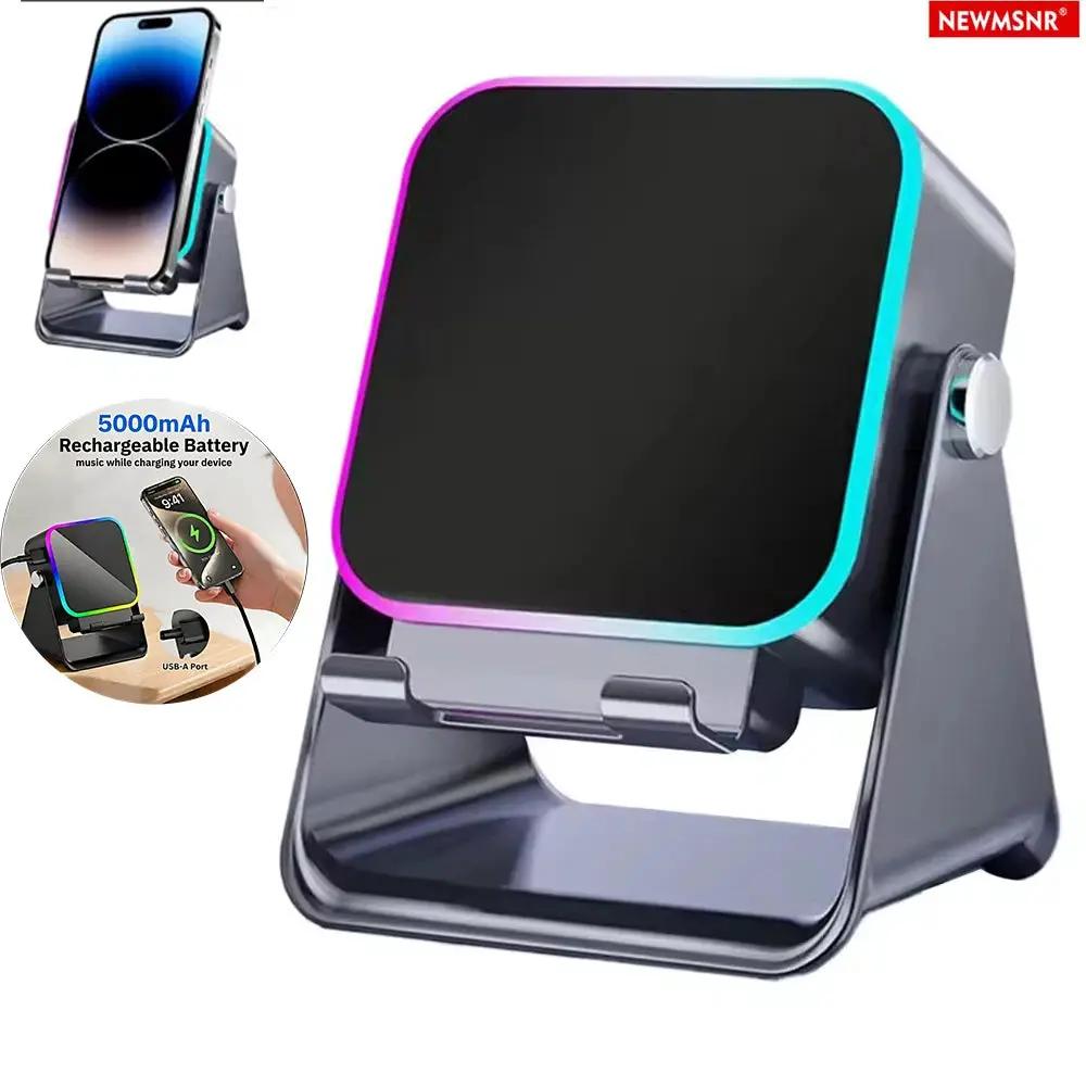 (Upgraded)5 in 1 Auto-Induction 5000Mah Wireless Induction Speaker 8 RGB Lights HIFI Sound Portable Bluetooth Phone Holder Gifts by All Mart Bristol Ltd