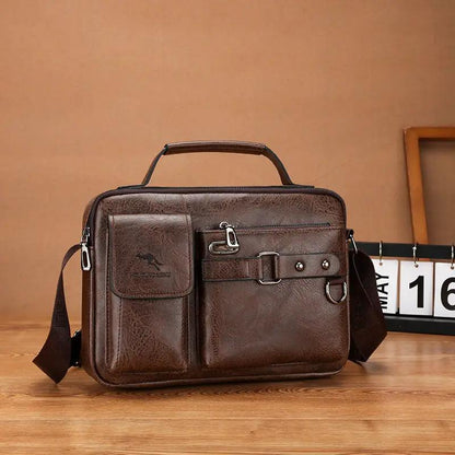 Men's Large Capacity PU Shoulder Bag Retro Business Style by Dropshipman