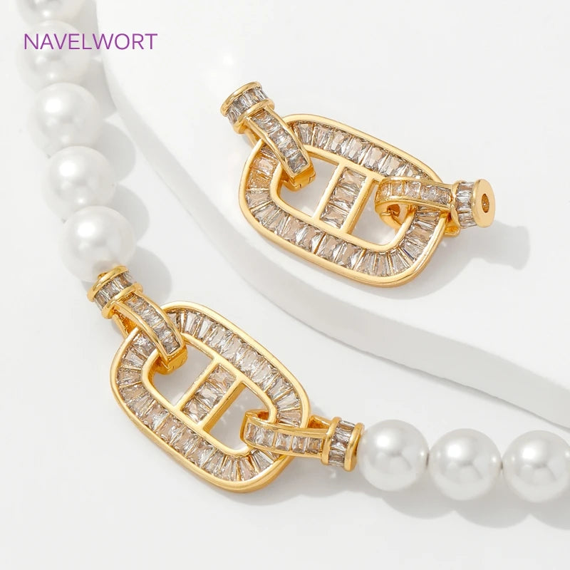 Luxury 18K Gold Plated Connectors Clasps,With Zircon Locks Clasps,Fasteners For Bracelet,DIY Necklaces Jewelry Making Findings by All Mart Bristol Ltd