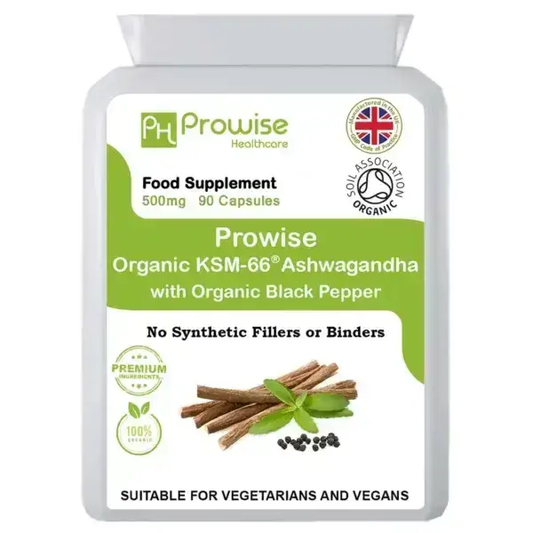 Organic Ashwagandha KSM-66® with 5% Withanolides 90 Vegan Capsules added with Black Pepper | High Strength Certified Organic by Soil Association by All Mart Bristol Ltd